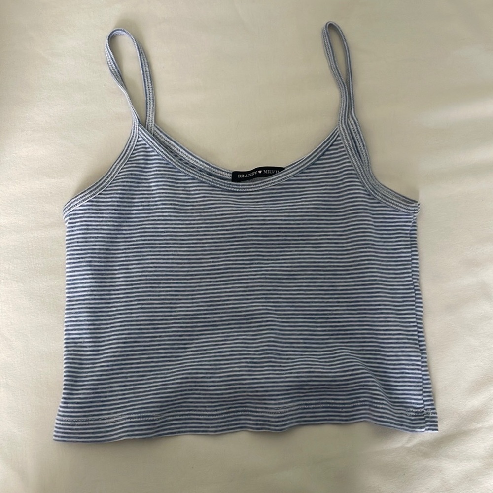 Blue and white striped brandy Melville tank top